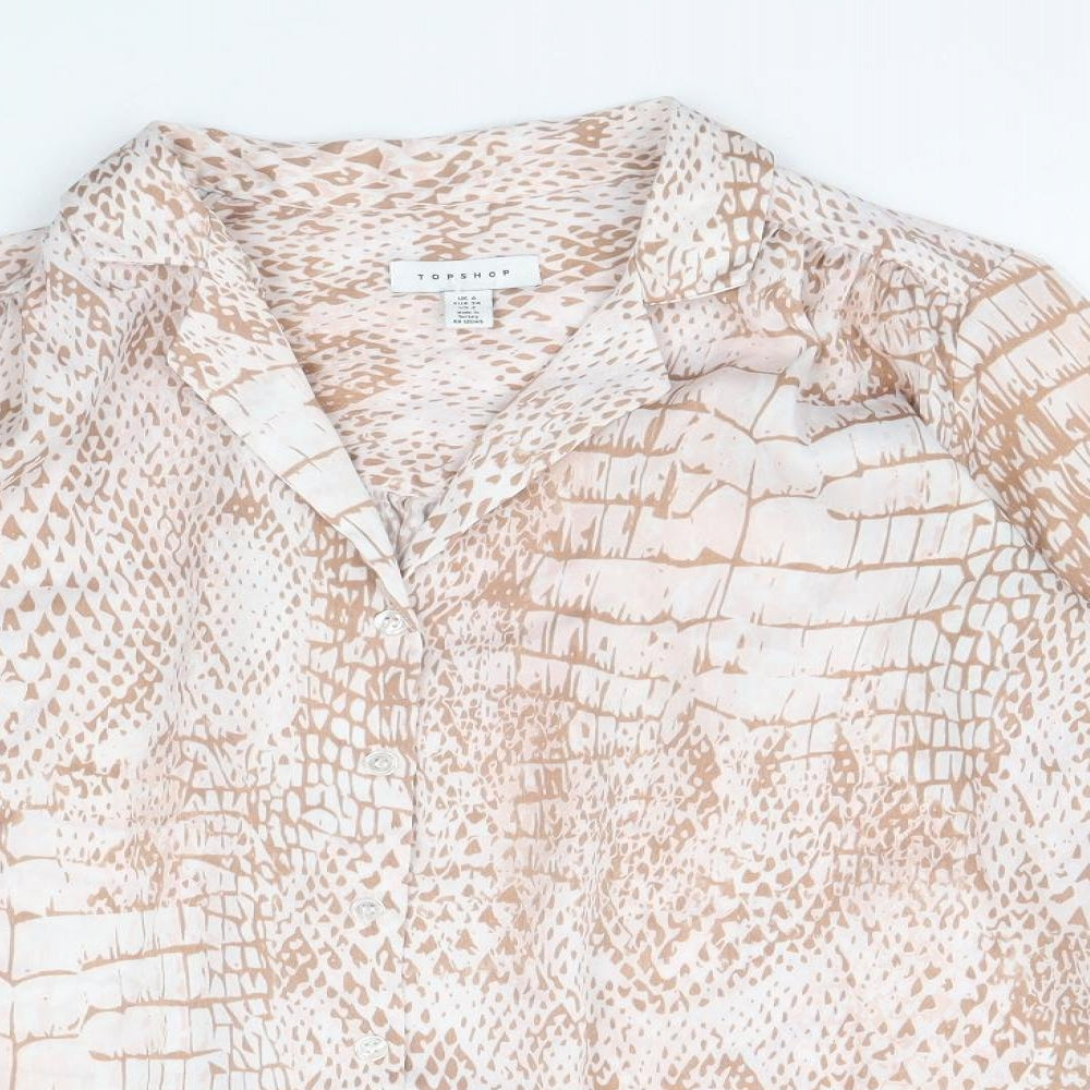 Womens UK Size 6 Topshop Beige Basic Button-Up
