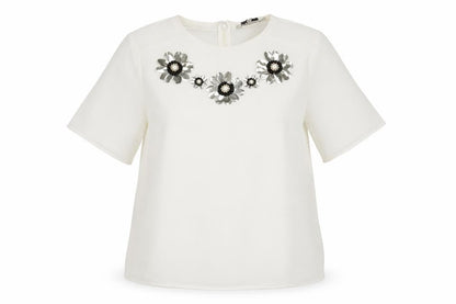 Womens UK Size 14 Limited Edition White Basic T-Shirt