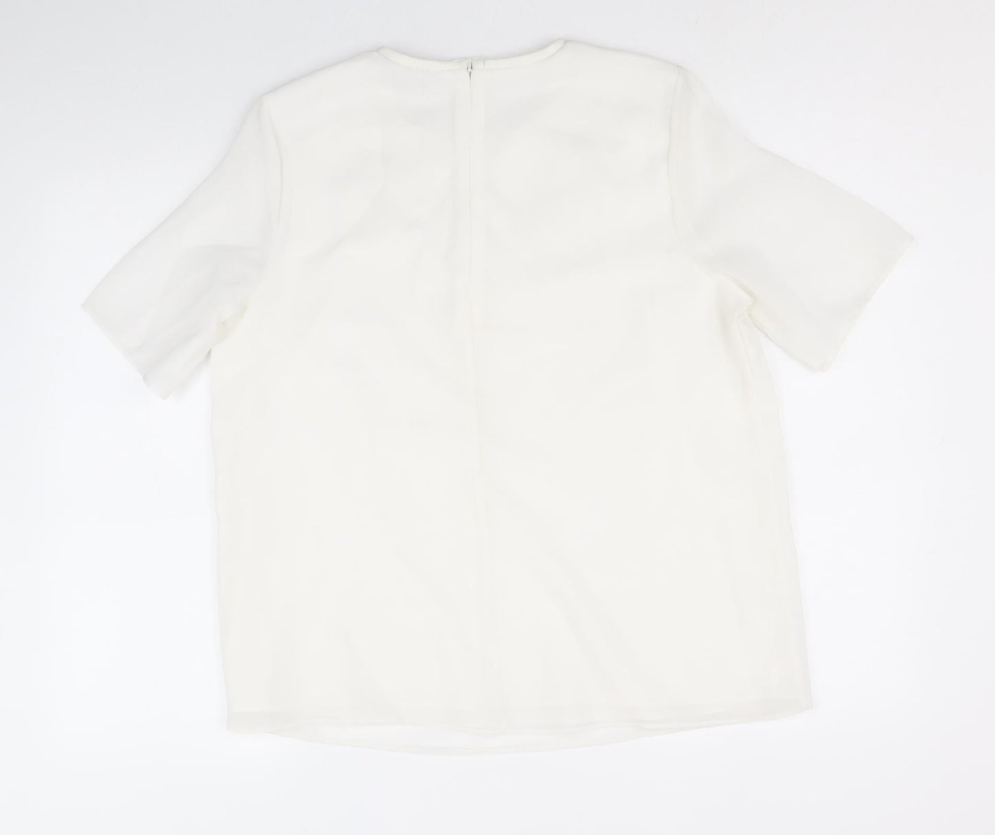 Womens UK Size 14 Limited Edition White Basic T-Shirt
