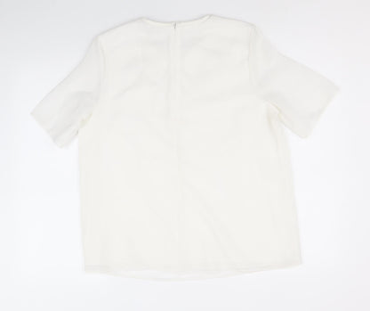 Womens UK Size 14 Limited Edition White Basic T-Shirt