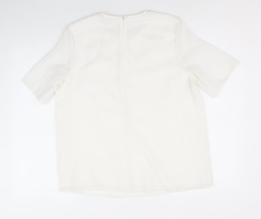 Womens UK Size 14 Limited Edition White Basic T-Shirt