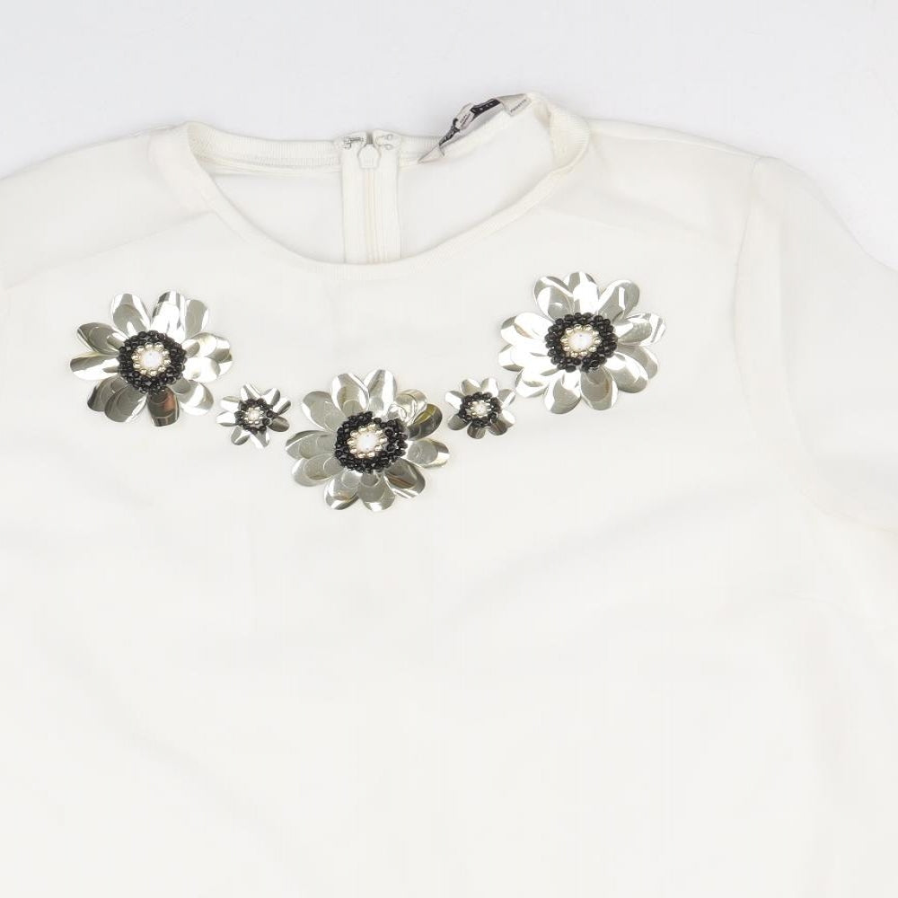 Womens UK Size 14 Limited Edition White Basic T-Shirt