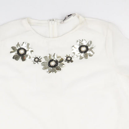 Womens UK Size 14 Limited Edition White Basic T-Shirt