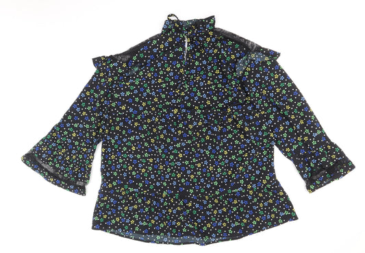 COLLUSION Womens Black Floral Polyester A-Line Size 10 Round Neck Tie