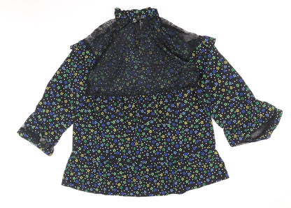 COLLUSION Womens Black Floral Polyester A-Line Size 10 Round Neck Tie