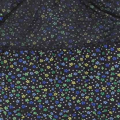 COLLUSION Womens Black Floral Polyester A-Line Size 10 Round Neck Tie