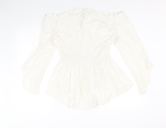 Womens UK Size 3XL Preworn Ivory Basic Blouse
