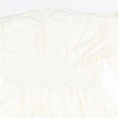 Womens UK Size 3XL Preworn Ivory Basic Blouse