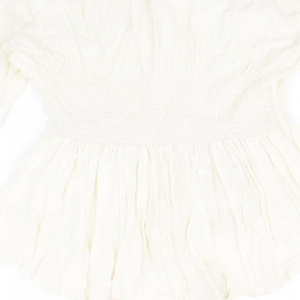 Womens UK Size 3XL Preworn Ivory Basic Blouse