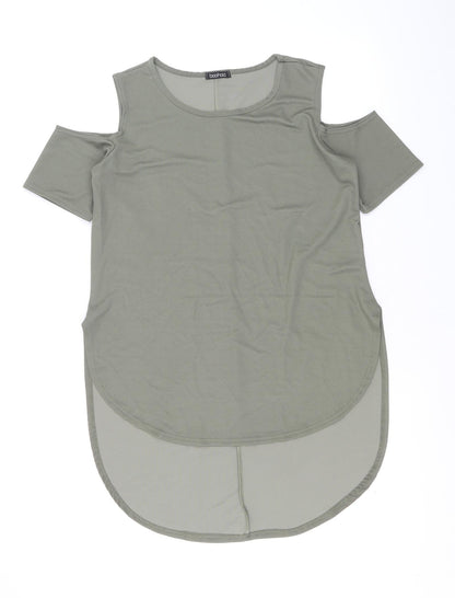 Boohoo Womens Green Viscose Basic Blouse Size S Scoop Neck - Cold Shoulder