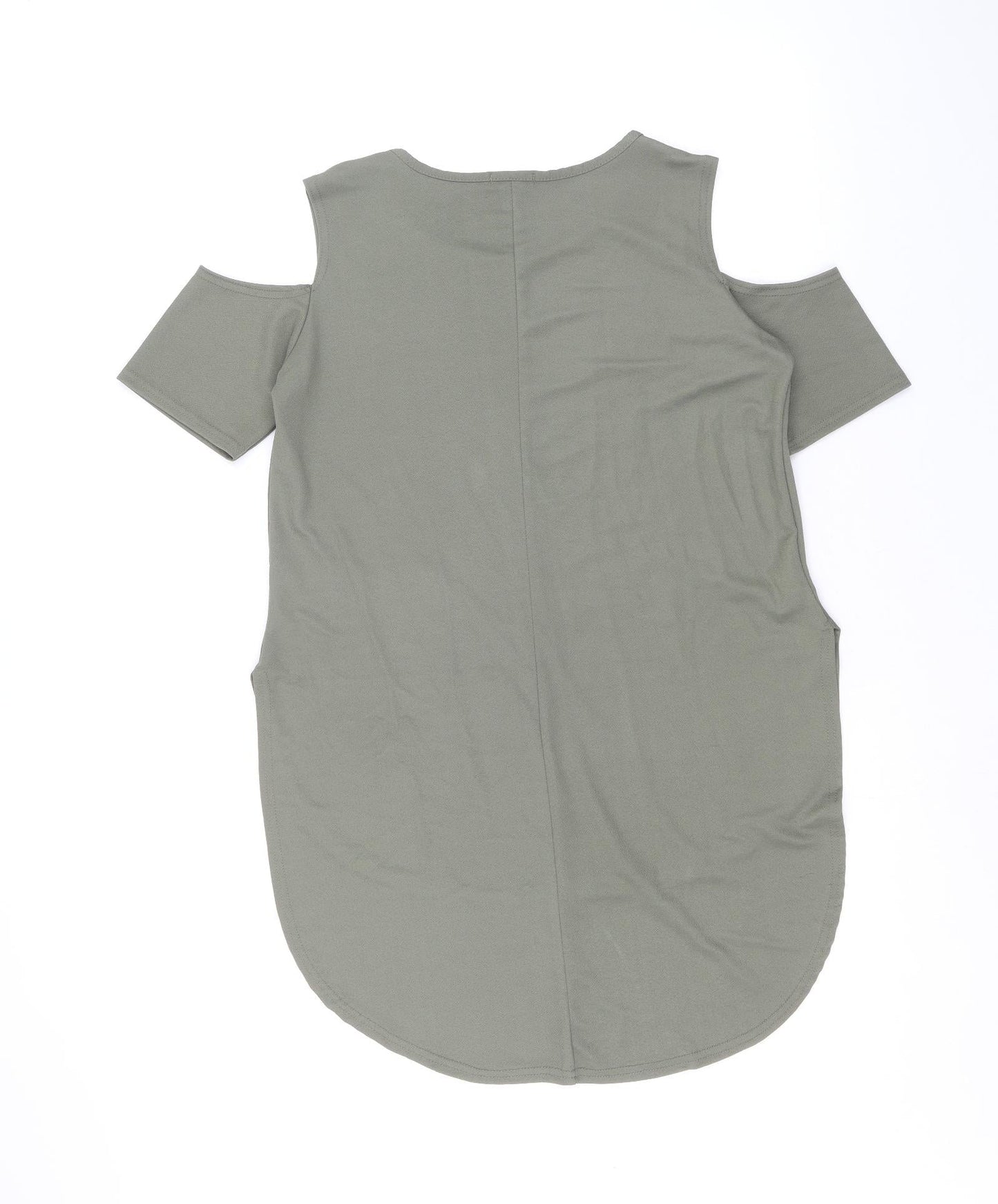 Boohoo Womens Green Viscose Basic Blouse Size S Scoop Neck - Cold Shoulder