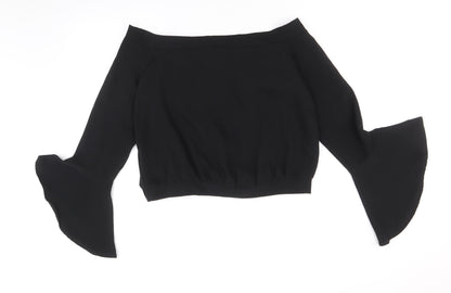 Bardot Womens Black Polyester Basic Blouse Size 12 Off the Shoulder