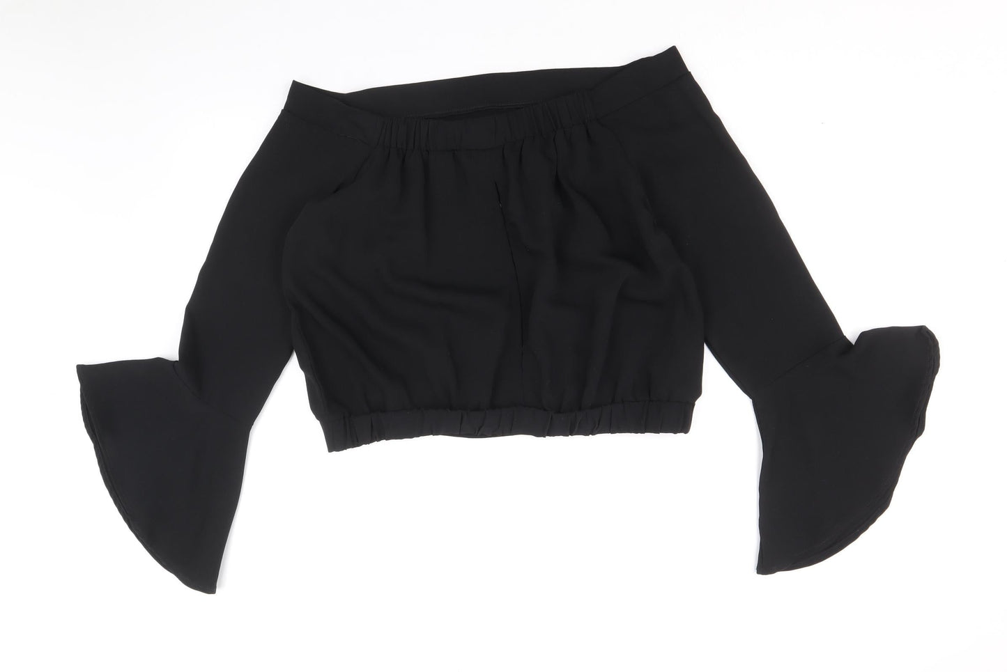 Bardot Womens Black Polyester Basic Blouse Size 12 Off the Shoulder