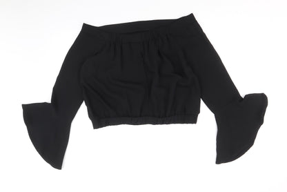Bardot Womens Black Polyester Basic Blouse Size 12 Off the Shoulder