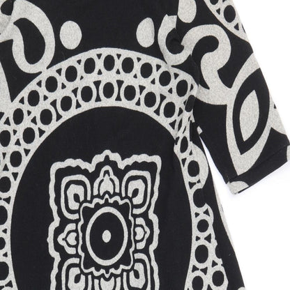 Stella Womens Black Geometric Polyacrylate Fibre Jumper Dress Size S Cowl Neck Pullover