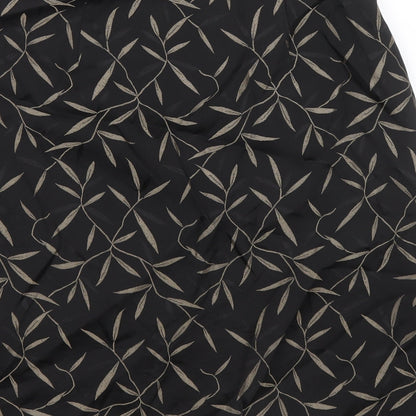 Marks and Spencer Womens Black Floral Acetate Straight & Pencil Skirt Size 14 Zip