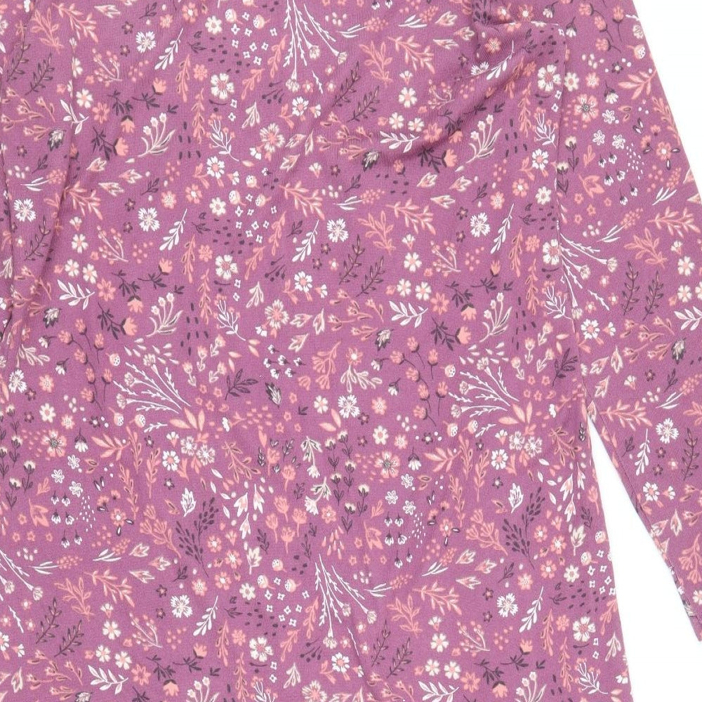 Nutmeg Womens Purple Geometric Polyester A-Line Size 12 Round Neck Pullover - Size 12-14