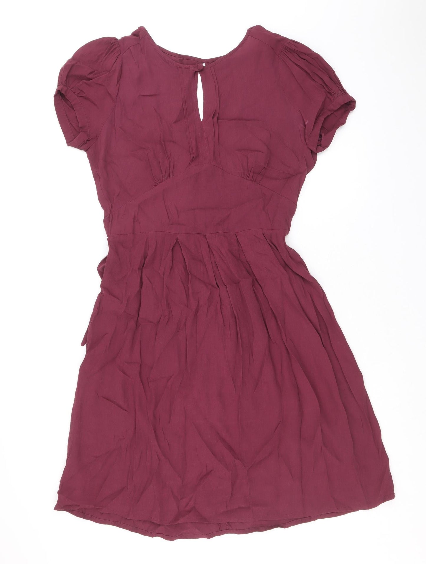 NAF NAF Womens Purple Viscose A-Line Size 12 Round Neck Button