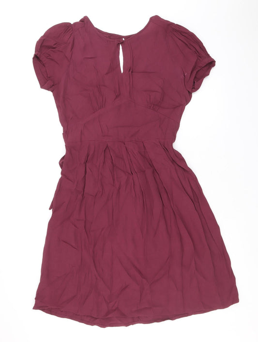 NAF NAF Womens Purple Viscose A-Line Size 12 Round Neck Button