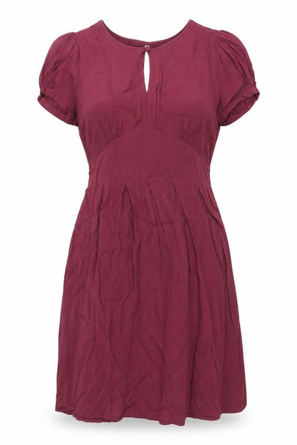 NAF NAF Womens Purple Viscose A-Line Size 12 Round Neck Button