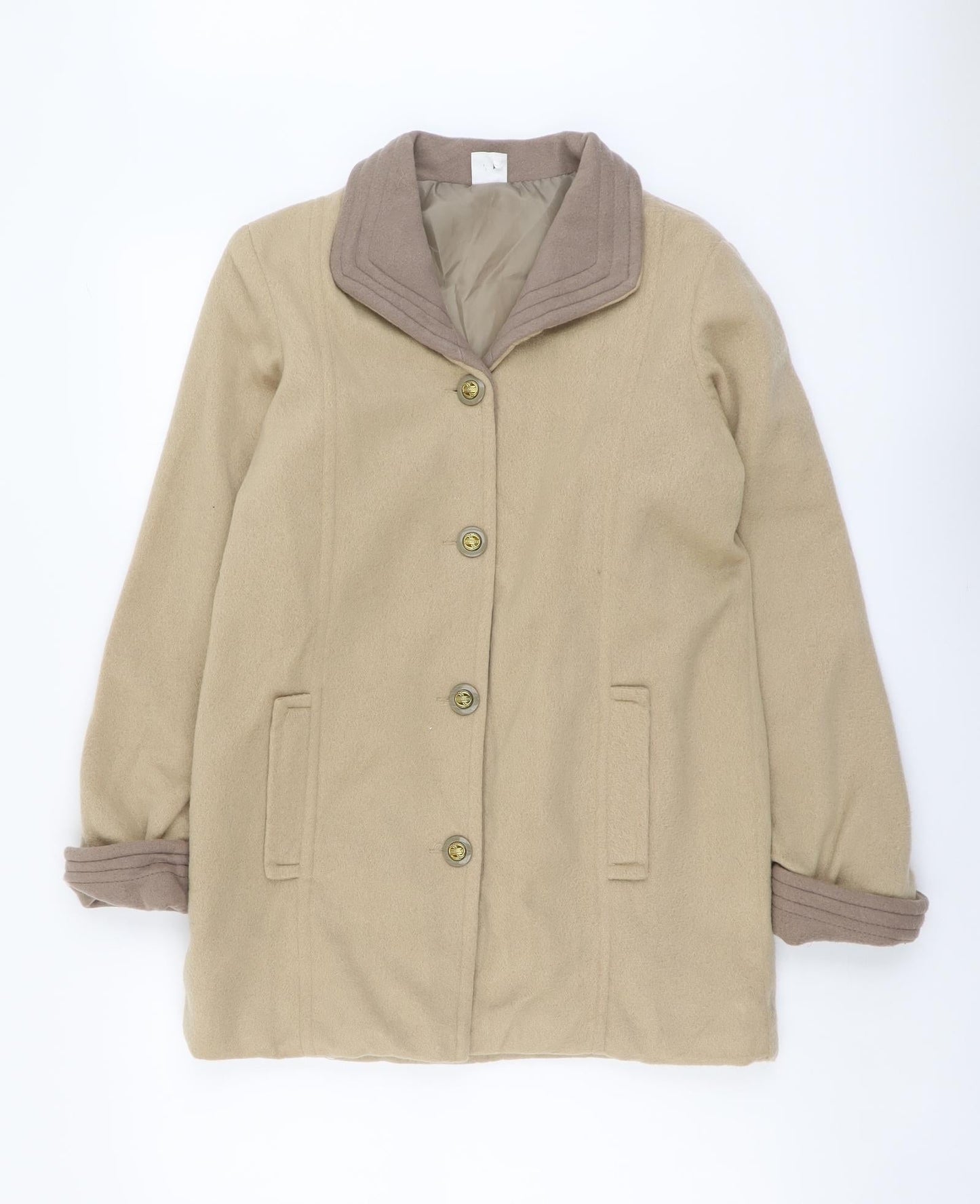 Womens UK Size 10 Gabriella Vicenga Beige Overcoat