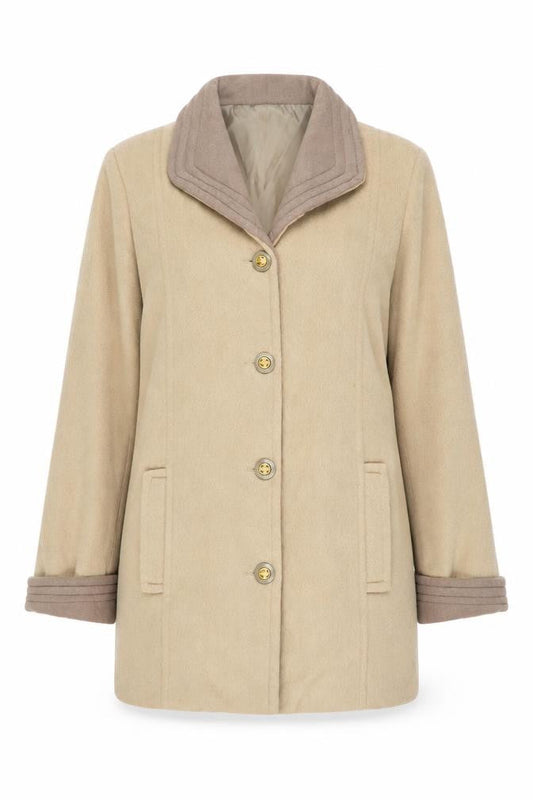 Womens UK Size 10 Gabriella Vicenga Beige Overcoat