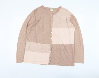 Isabelle Womens Pink Round Neck Acrylic Cardigan Jumper Size XL