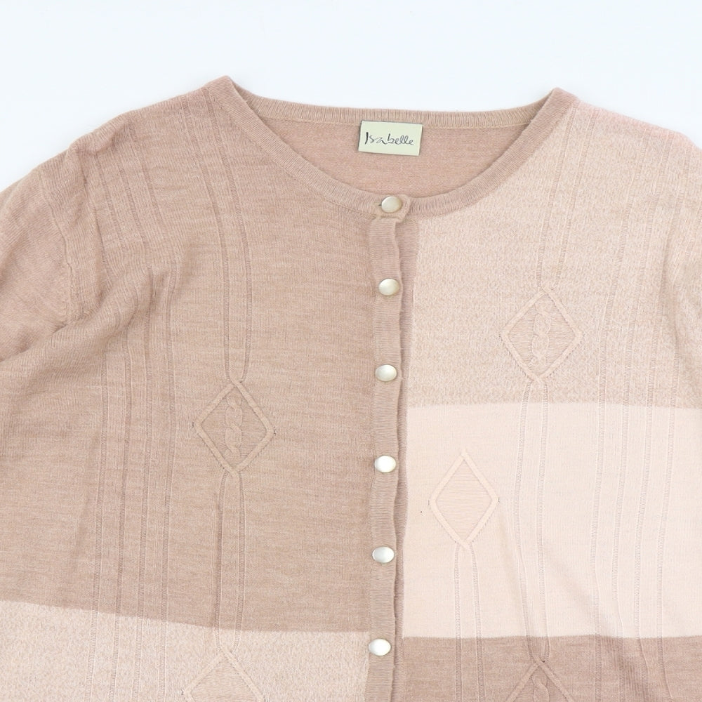 Isabelle Womens Pink Round Neck Acrylic Cardigan Jumper Size XL