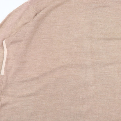 Isabelle Womens Pink Round Neck Acrylic Cardigan Jumper Size XL