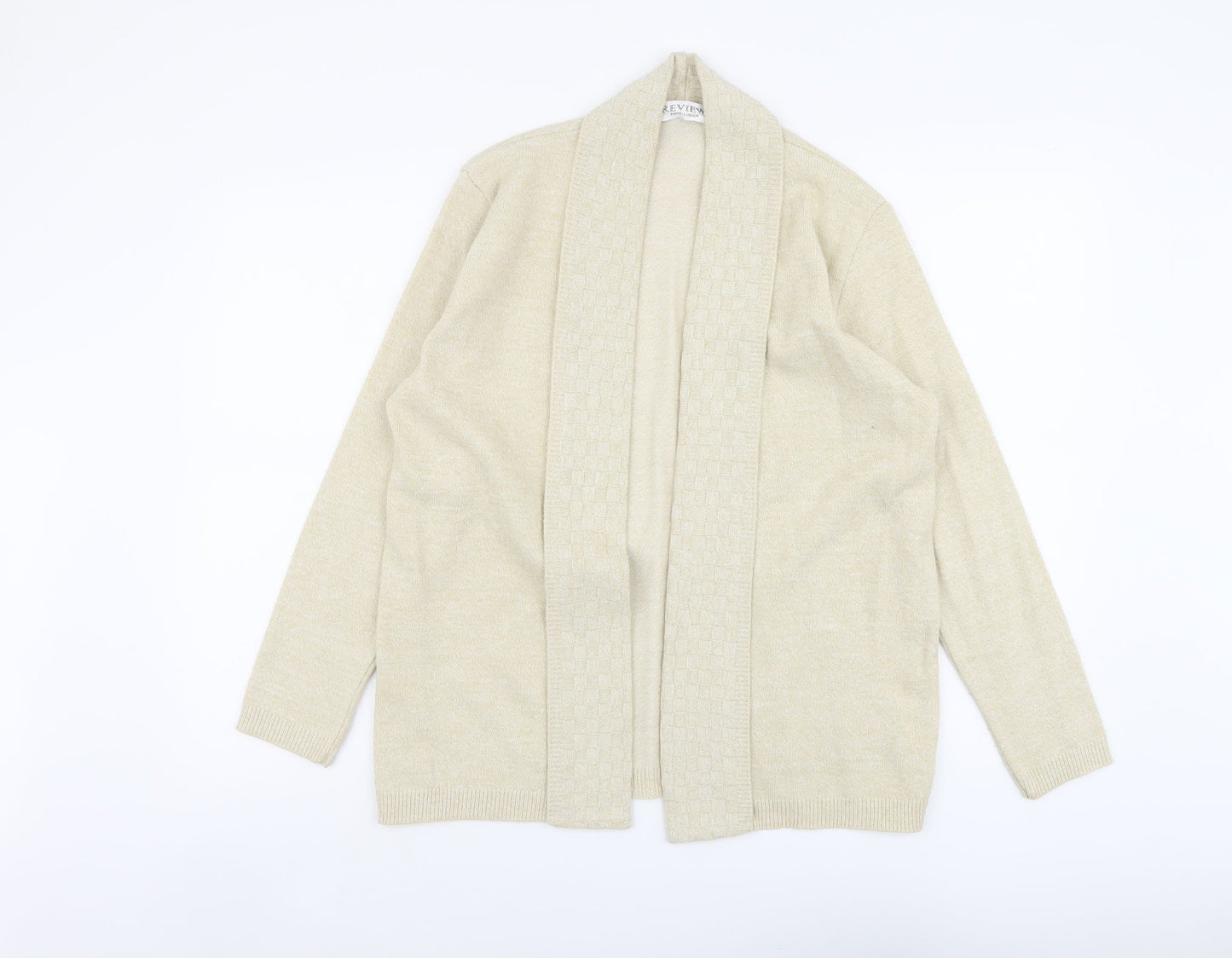 Review Womens Beige V-Neck Acrylic Cardigan Jumper Size M