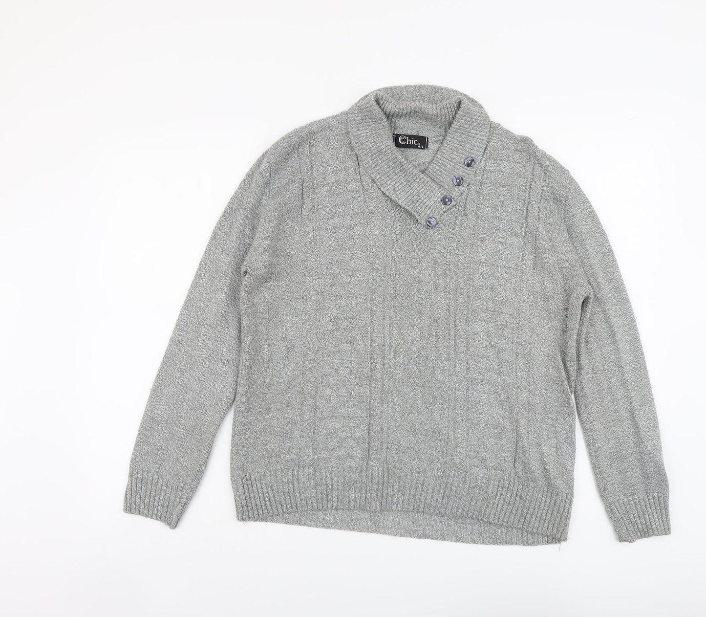 Womens UK Size M CHIC Grey Pullover Jumper