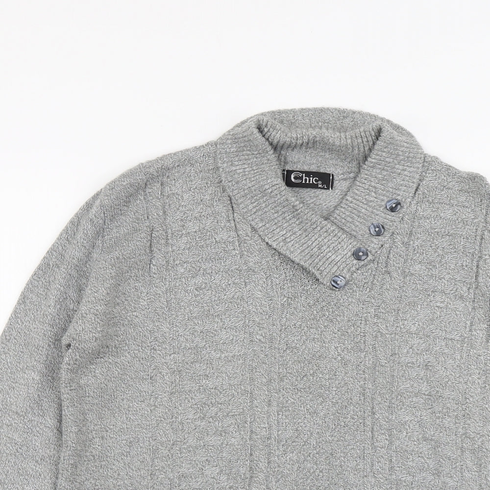 Womens UK Size M CHIC Grey Pullover Jumper