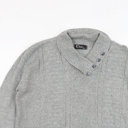 Womens UK Size M CHIC Grey Pullover Jumper