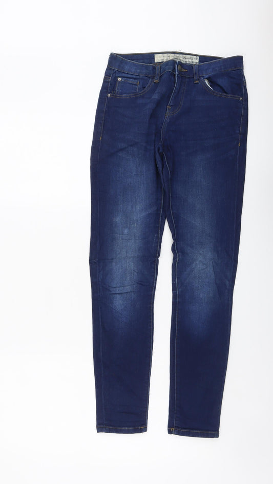 Denim & Co. Womens Blue Cotton Skinny Jeans Size 8 L28 in Regular Button