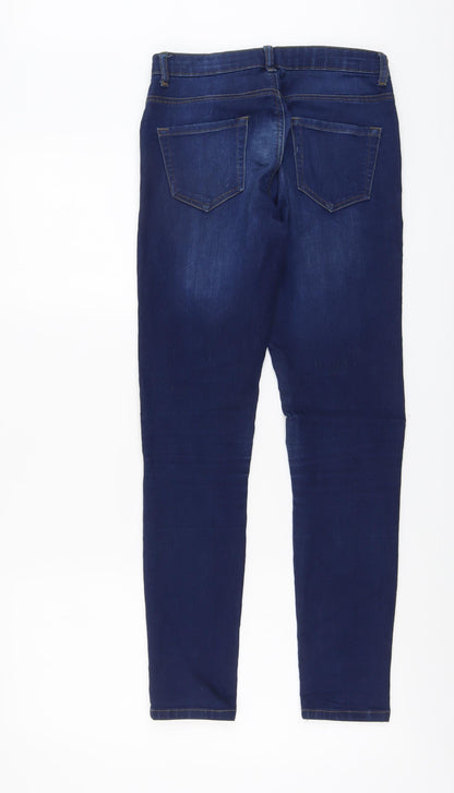 Denim & Co. Womens Blue Cotton Skinny Jeans Size 8 L28 in Regular Button