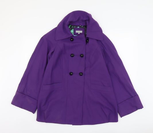 Per Una Womens Purple Pea Coat Coat Size 10 Button