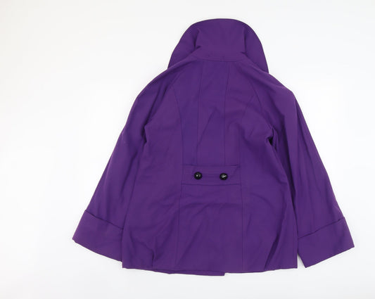 Per Una Womens Purple Pea Coat Coat Size 10 Button