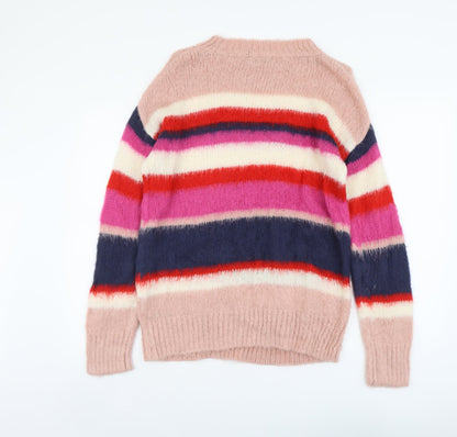 George Womens Multicoloured Round Neck Striped Acrylic Pullover Jumper Size 8
