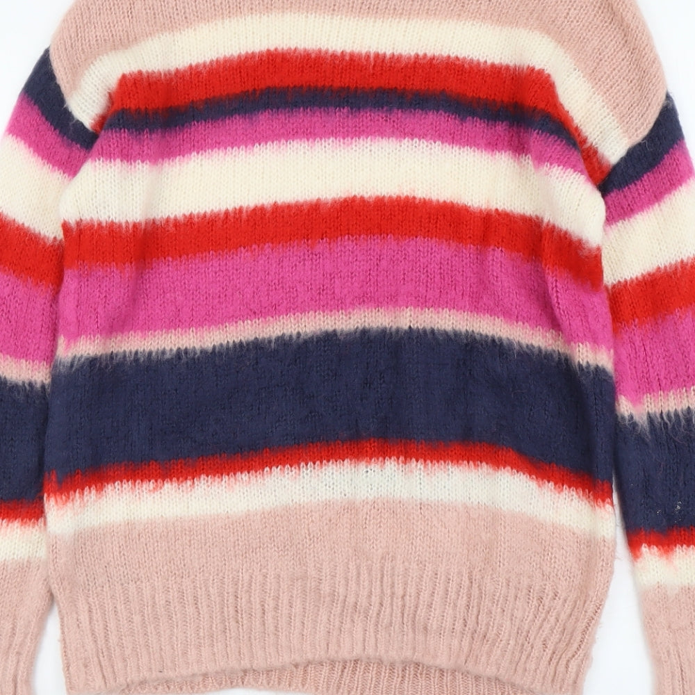 George Womens Multicoloured Round Neck Striped Acrylic Pullover Jumper Size 8