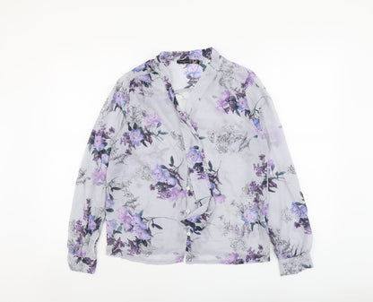 Womens UK Size 10 Atmosphere Blue Basic Button-Up
