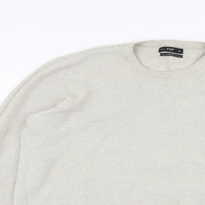 F&F Womens Beige Round Neck Cotton Pullover Jumper Size L