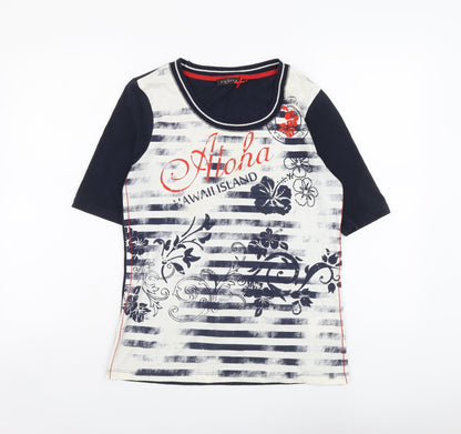 Womens UK Size 10 Via Appia Blue Basic T-Shirt