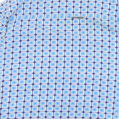 Stardom Mens Black Geometric Polyester Button-Up Size XL Collared Button