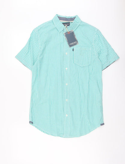 Mens UK Size S Cherokee Blue  Button-Up Short Sleeve Casual Shirt