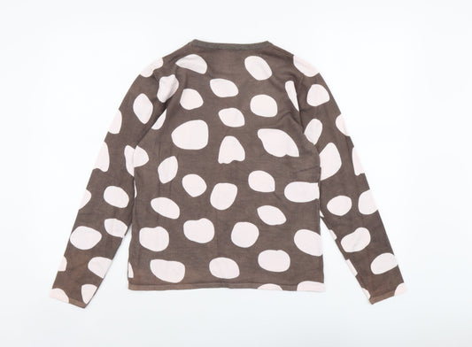 Womens UK Size 6 Marble Brown Cardigan Jumper