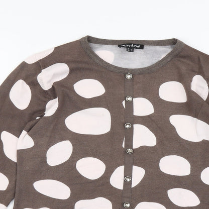 Womens UK Size 6 Marble Brown Cardigan Jumper