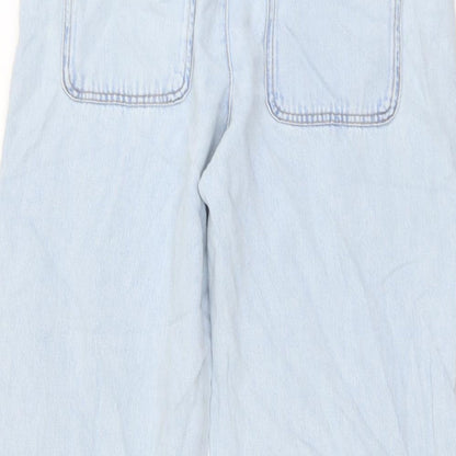 Zara Womens Blue Cotton Straight Jeans Size 12 L26 in Regular Button