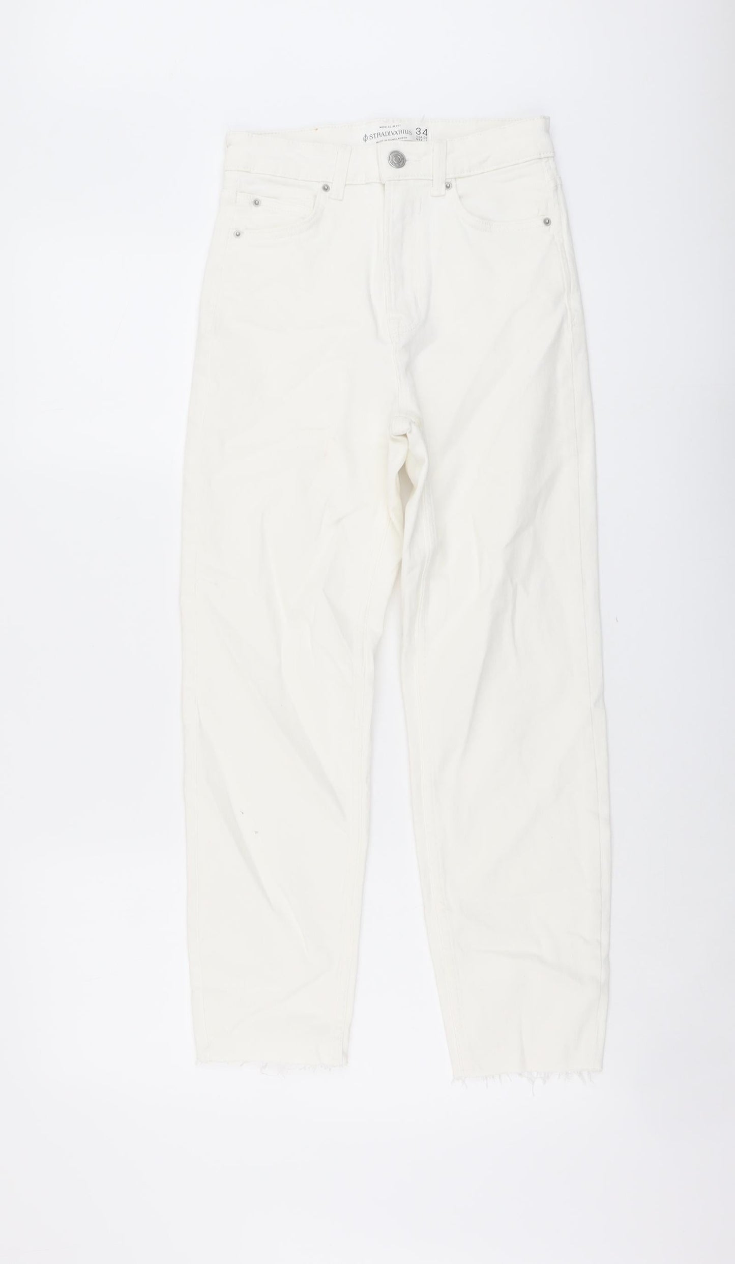 Womens UK Size 6 Stradivarius Regular Fit Straight Beige Jeans