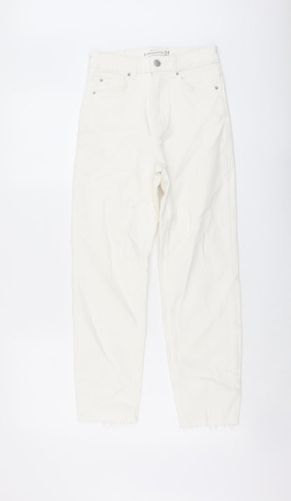 Womens UK Size 6 Stradivarius Regular Fit Straight Beige Jeans