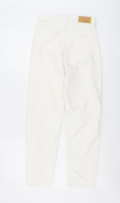 Womens UK Size 6 Stradivarius Regular Fit Straight Beige Jeans